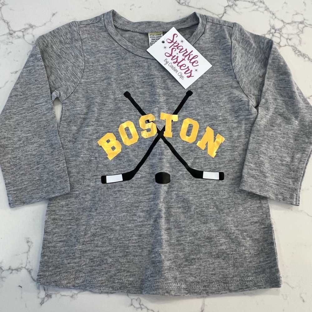 NWT Sparkle Sisters Boston Hockey Long sleeve Tee Size 18 Months